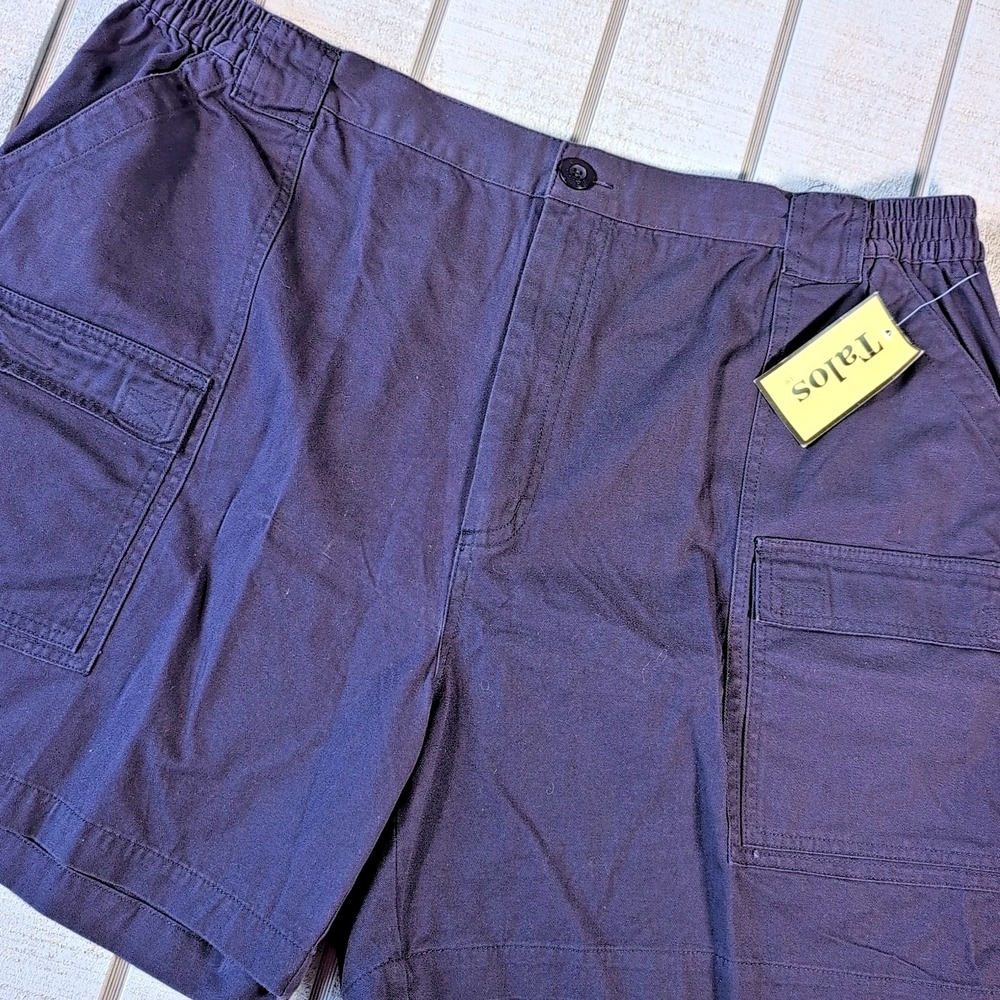 Talos Cargo Shorts‎ Men's Size 42 Blue Cotton Utility Gorpcore 6" Inseam Elastic